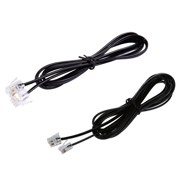 2Pcs RJ11 6P4C Telefoon Kabel Cord Adsl Modem, 1 Meter & 2 Meter: Default Title