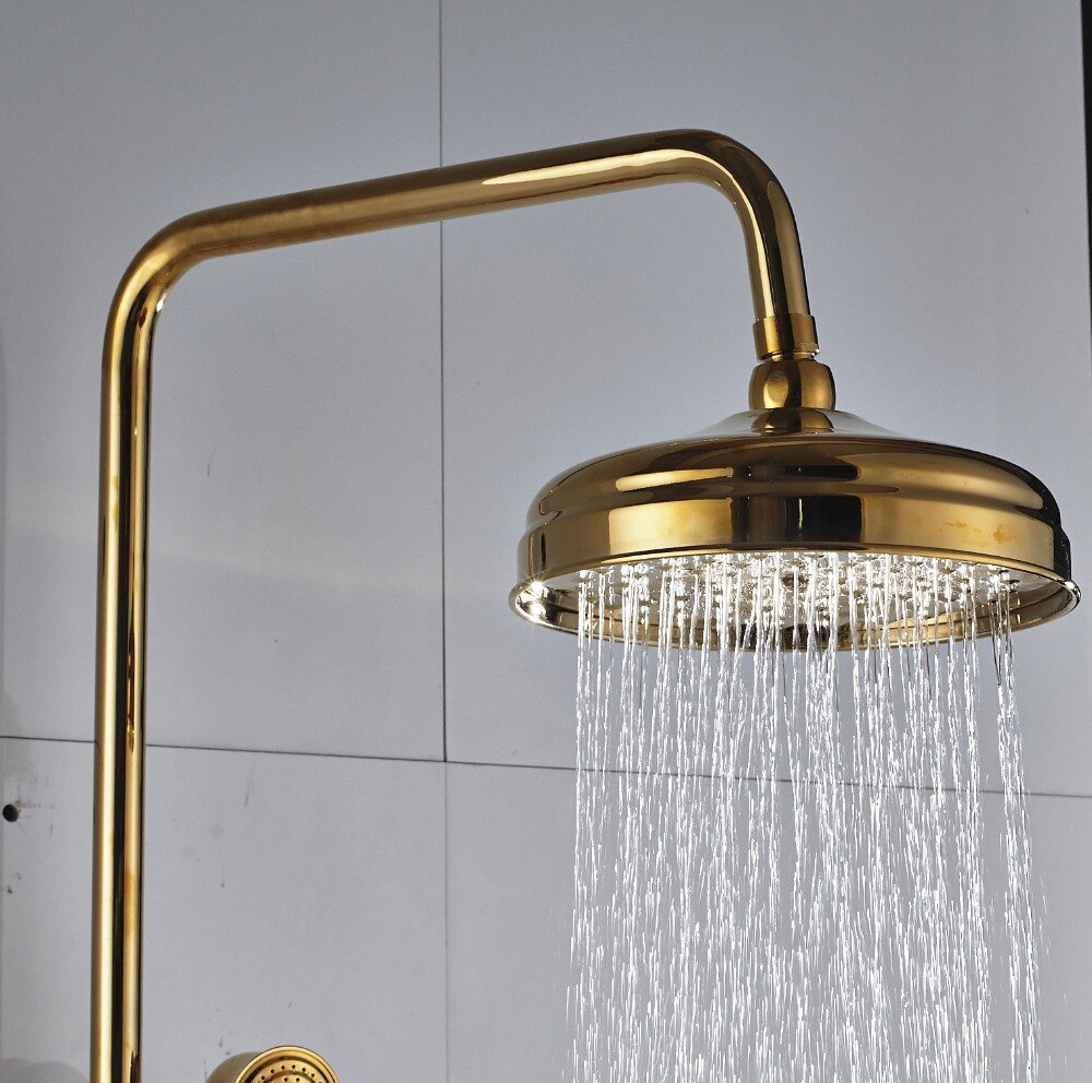 Luxe Gouden Messing Douchekop 8 inch Ronde Regendouche Badkamer Douchekop Regen Ksd268