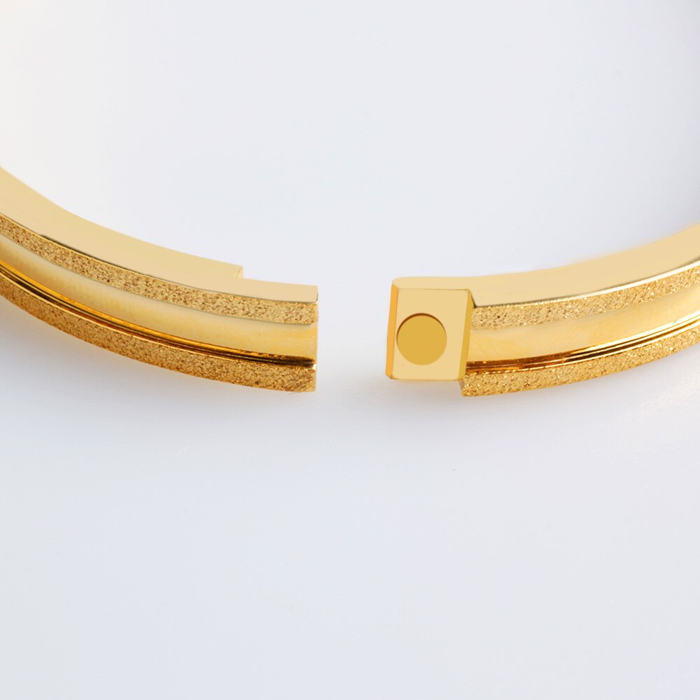 Fine4u b058 manguito pulseira para mulher 316l aço inoxidável sandblasted pulseiras & bangles 3 cores escolhas