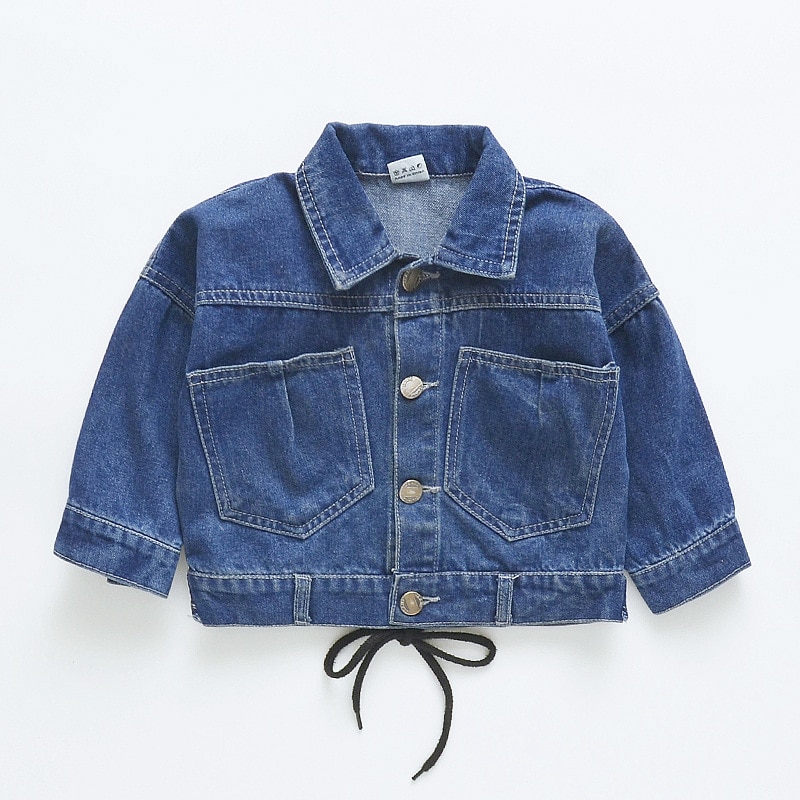 Veste en Denim pour bébé fille, vêtements d'extérieur décontractés avec bretelles croisées au dos, LZ153, printemps