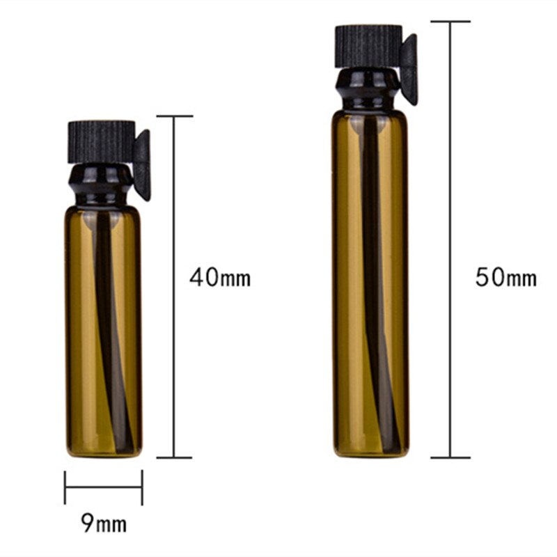 100pcs/lot 1ML 2ML Amber Glass Bottle Perfume Empty Bottles Sample Glass Vials Small Oil Bottle