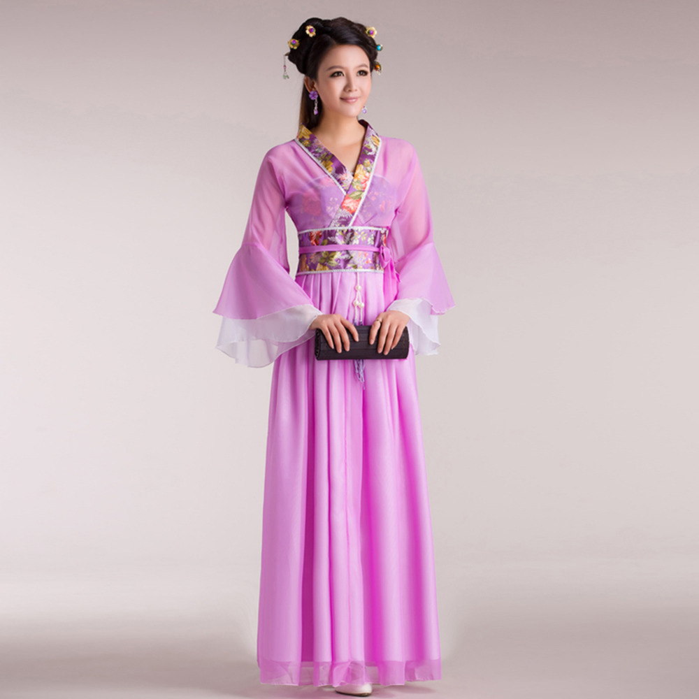 Chinese Folk Dance Costume adult Ancient Hanfu National Cosplay Traditional Chinese Clothing for Women Clothes Lady Stage Dress: S / Brown