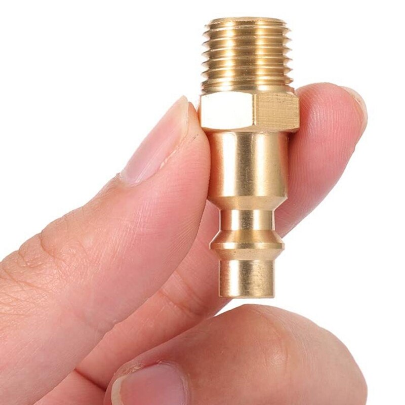 Brass 1/4 Inch NPT Male Air Hose Quick Connect Adapter,Air Coupler Plug Kit,Air Compressor Fittings 10Pcs (Male NPT)
