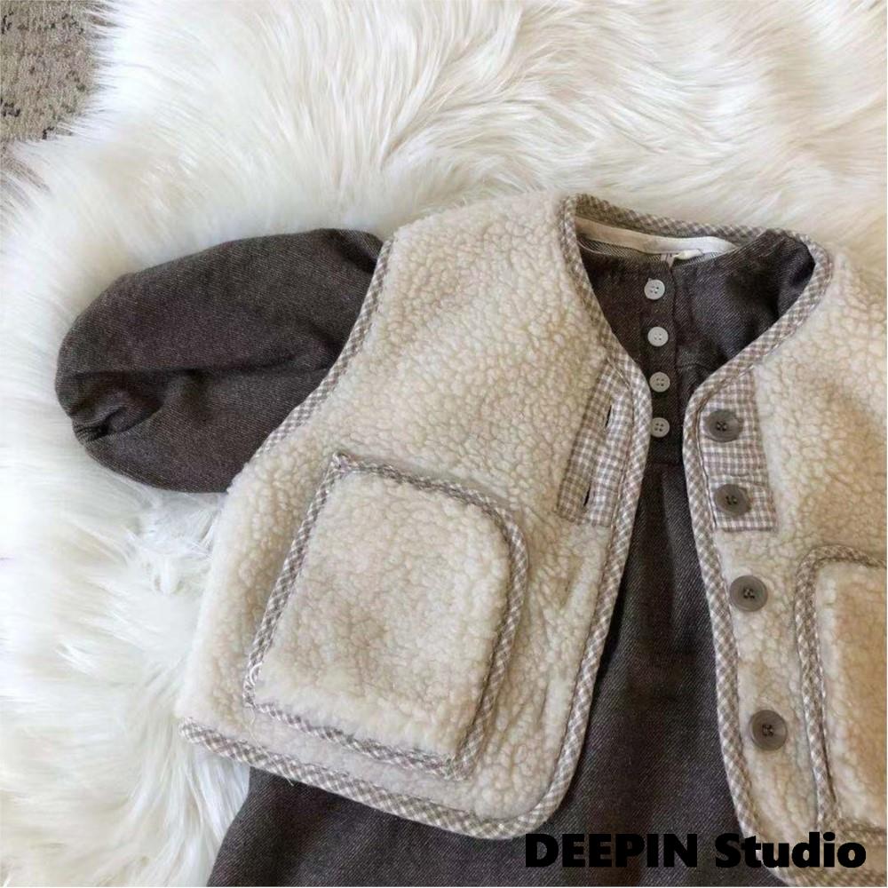 Infant Windproof Cardigan 2022 Autumn &amp; Winter Baby Fleece Vest Girls Boys Infant Sleeveless Lamb Wool Vest Newborn Clothes