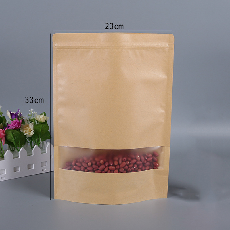 1PC Kraft Paper Round Angle Open Plastic Seal Package Bags Dried Fruit Nuts Retail Food Storage Bags 11 Size: 09