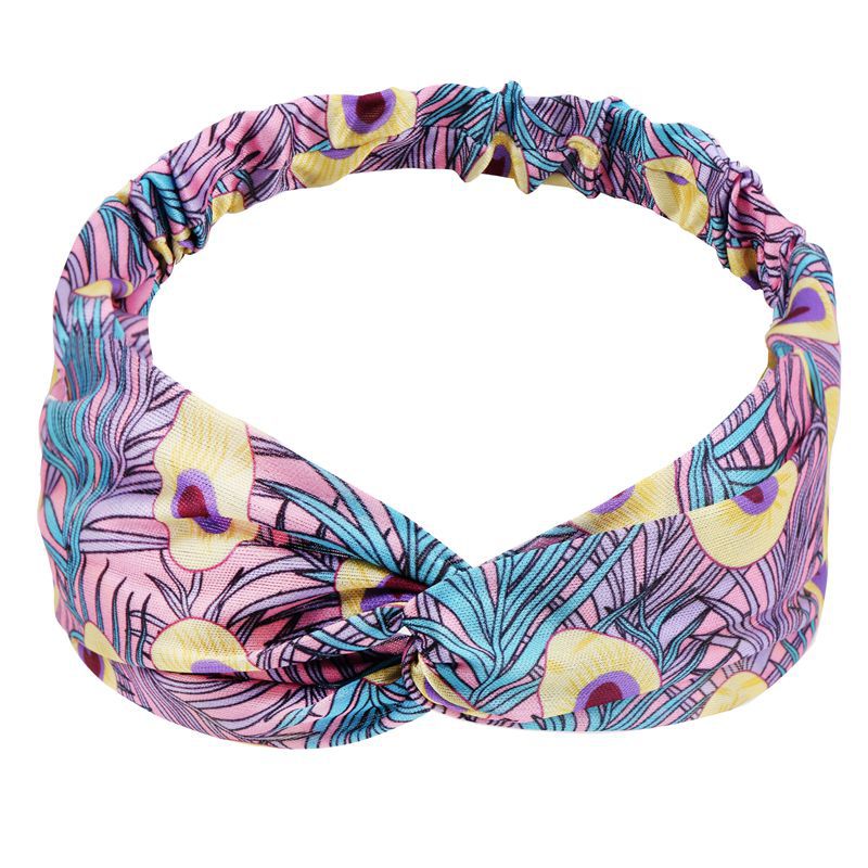 Haarbänder mit pfauenmuster, elastische haarbänder mit kreuzknoten, schnelltrocknend, sport-schweißband, weiches wildleder-bandana, haaraccessoires: Q4