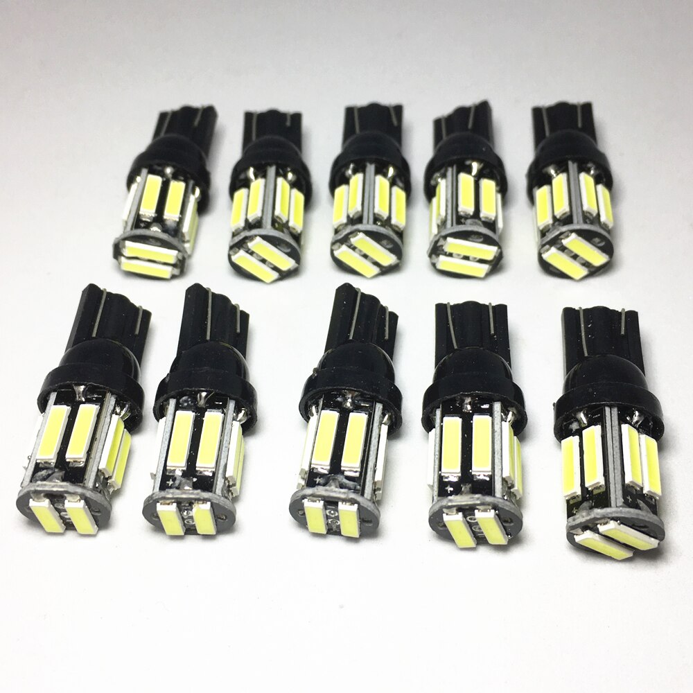 10 stks W5W 10 7020 SMD Auto T10 LED 194 168 Panel Lamp Witte Bollen Voor Clearance Lights Wedge Vervanging reverse Instrument 12 v