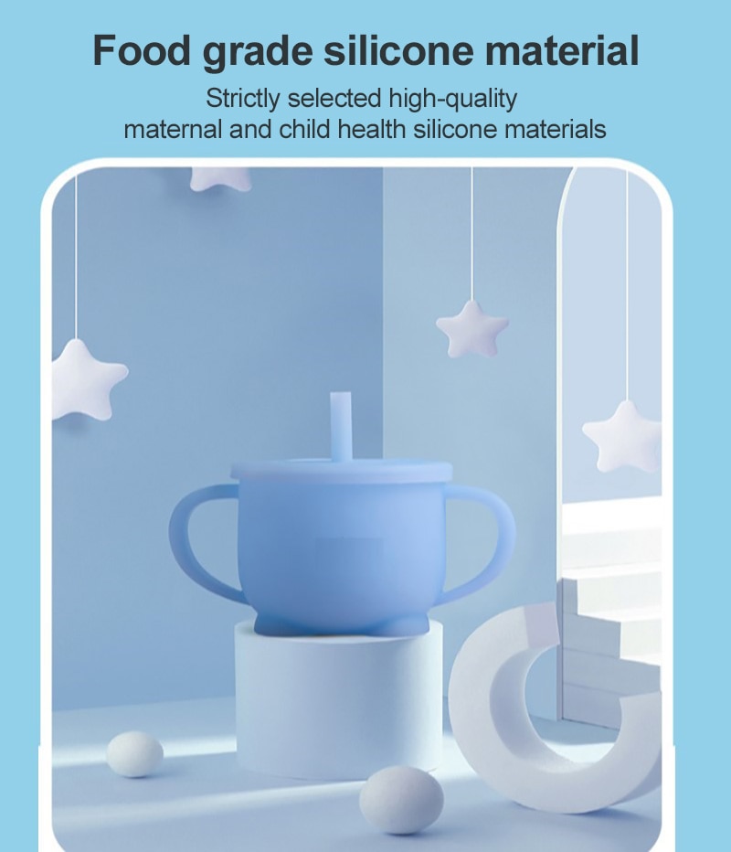 Kids Silicone Mugs 200ml Coffee Cups Ceramics Tea Mugs Baby Cartoon Solid Feeding Milk Cup For Kids Birthday Christmas