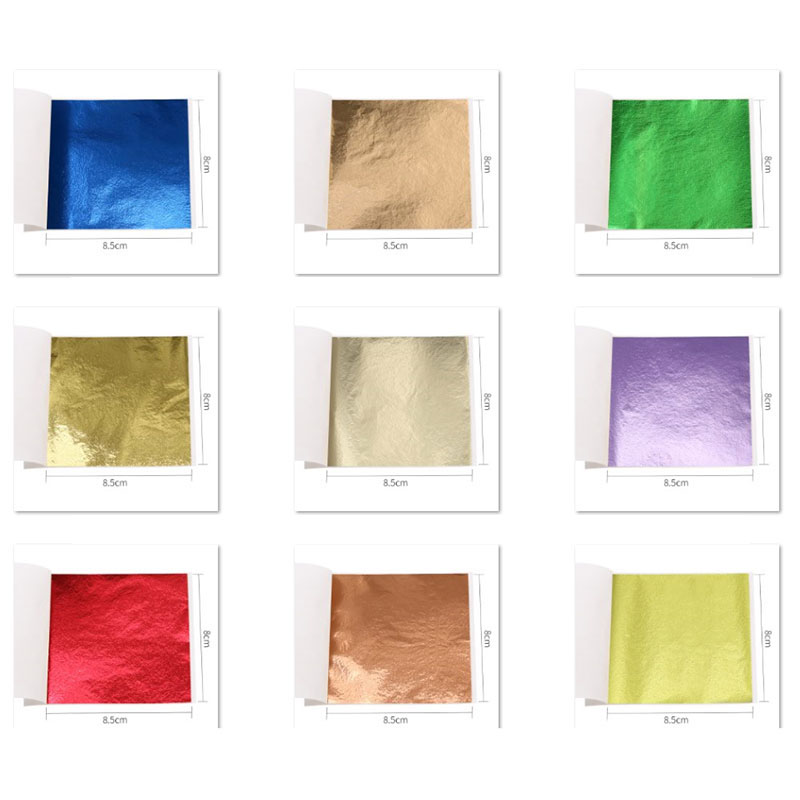 Papel folha de ouro rosa imitação ouro 50 peças/10, folha de ouro prata vermelha arte artesanato design papel faça você mesmo decoração folhas 8x8.5cm