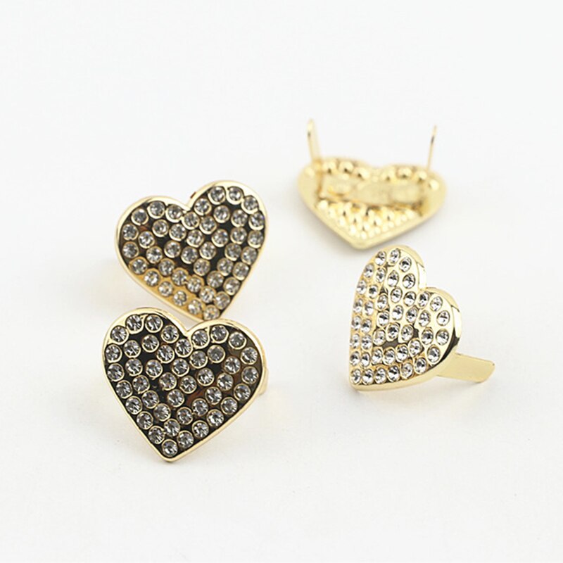 2 stücke Metall Herz bilden Strass Schnalle Schuhe Clip Verschluss für Tasche Bekleidung Schuhe Hardware- DIY Leder Handwerk Zubehör