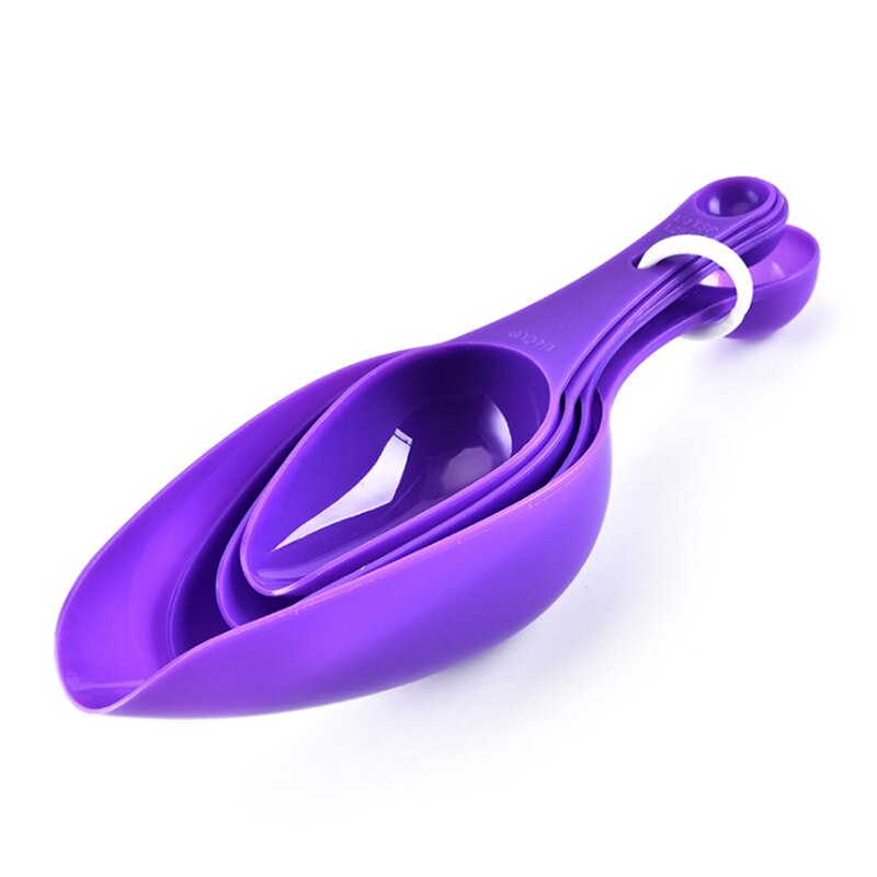 4 Uds. De cucharas de plástico para medir de cocina, tartas para hornear, tazas medidoras de harina, cucharada de café, cucharada de azúcar, utensilios de cocina: Purple