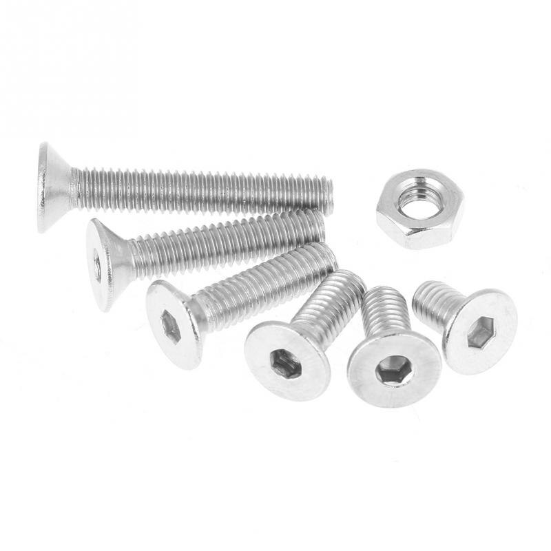 260pcslot M3 304 Stainless Steel Flat Head Screws Hex Socket Screw Bolts Nuts Kit With Box 