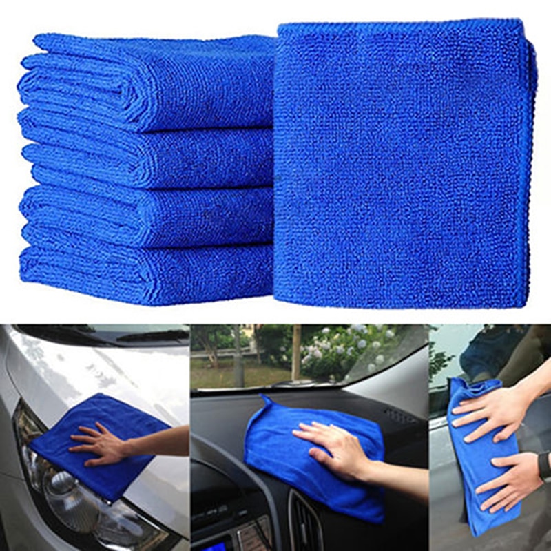 Serviette de nettoyage en microfibre 5 pièces | Chiffon de lavage doux absorbant, serviettes de nettoyage pour voiture, 25x25cm serviette de lavage antistatique pour la maison