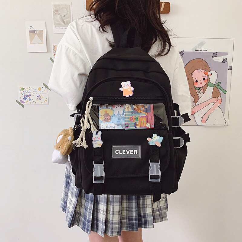 DCIMOR Neue Wasserdichte Nylon Frauen Rucksack Weibliche Multi-tasche Reisetasche transparent Tasche Schul Kawaii Mädchen der Mochila