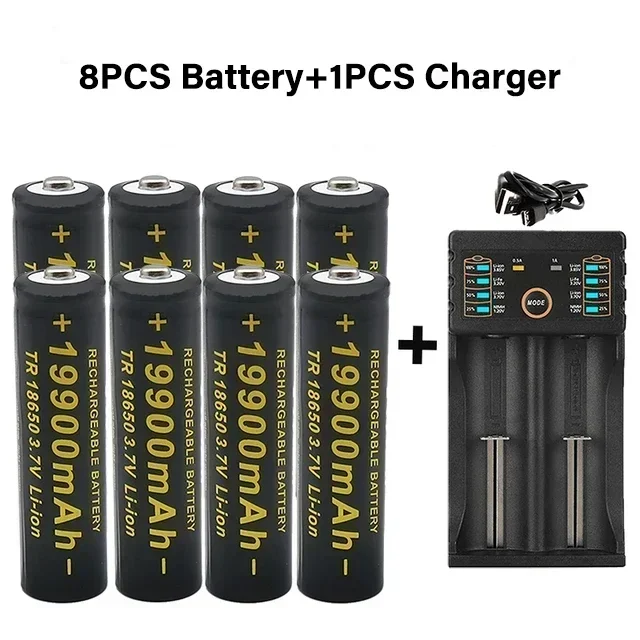 100% 18650 Lithium Batteries Flashlight 18650 Rechargeable-Battery 3.7V 19900 Mah for Flashlight +201 charger: Blue