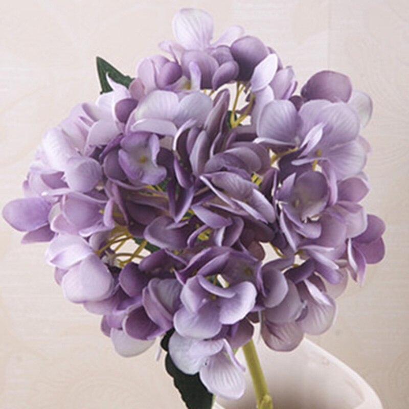 Kunstige hortensia blomster enkelt bryllup hortensia kunstige blomster silke blomst buer jul hjem dekorative blomster: Lilla