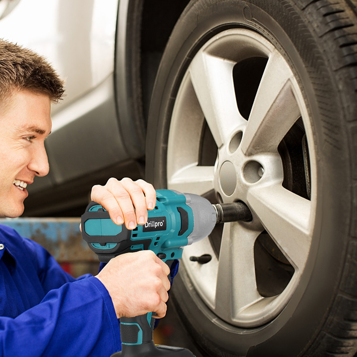 Drillpro 1/2 " 2000n.  m bürstenloser akku-schlagschrauber, wiederaufladbarer schraubenschlüssel, bohrmaschine, elektrowerkzeug für mak 18v akku