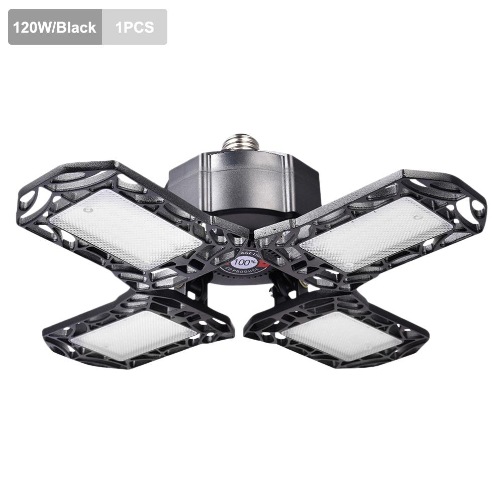 Ultrathin LED Garage Light Motion Sensor Ceiling Lamp 80/120w E27 Warehouse Workshop Foldable Industrial Ligtht 85-265V: 1pcs  Black 120w
