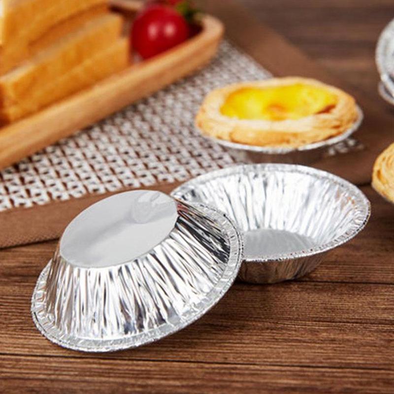 100Pcs Ronde Taartvorm Wegwerp Aluminium Taart Lade Mini Tin Folie Taart Plaat Taart Bak Tray Pot Pan c9C1