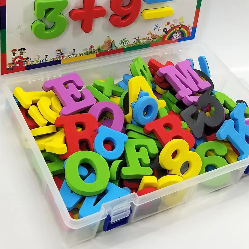 Letras magnéticas números alfabeto ABC 123 imanes de nevera plástico educativo preescolar juguete de aprendizaje conjunto mayúsculas matemáticas minúsculas
