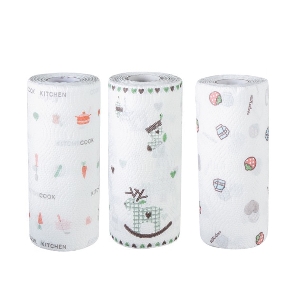 80pcs/roll Disposable Cleaning Paper Kitchen Dishcloth Oil Absorbent Paper Towel Wet Dry Dual Purpose Dish Towel