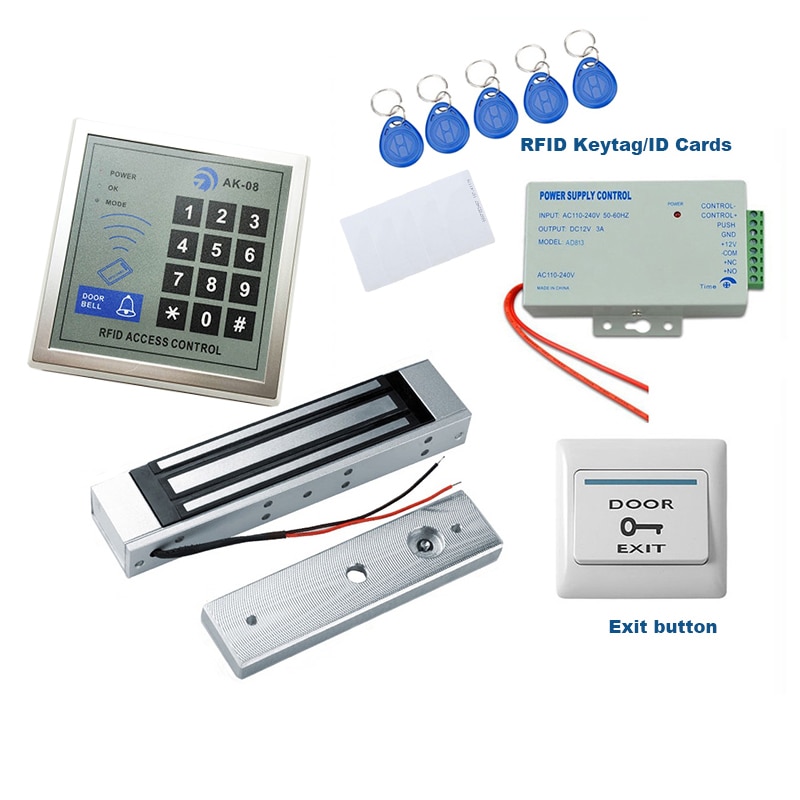 RFID Single/Double Door Access Control System Kit 180KG Electric Magnetic Lock RFID Controller Keypad DC12V Door Entry System