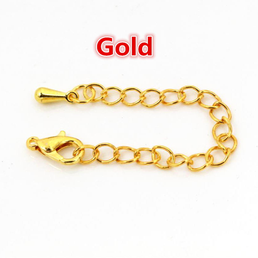 10 stücke 50mm/70mm Länge Länger 5x4mm Handgemachte Verlängerung Kette mit Hummer Verschluss und tröpfchen Für Armband Halskette Schwanz Kette: Gold / 70mm