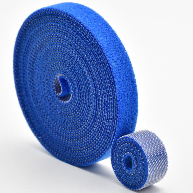 Cable Ties Roll Double-sided Tape Holder Fastening Tape By Hook &amp; Loop Nylon Strap for Computer Electronic Cord Power Wire: Blue / 1.5x100cm
