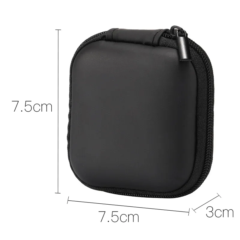 Mini Rits Harde Hoofdtelefoon Houder Case Draagbare Oordopjes Pouch box Oortelefoon Opbergtas Beschermende USB Kabel Organizer: zwart