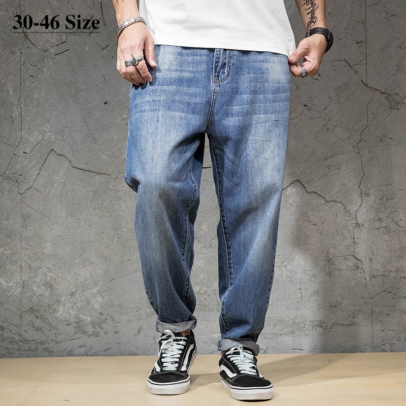 46 44 42 Plus Size Men's Jeans Harem Pants Summer Thin Loose Streetwear Hip Hop Oversize Denim Trousers Brand Clothing