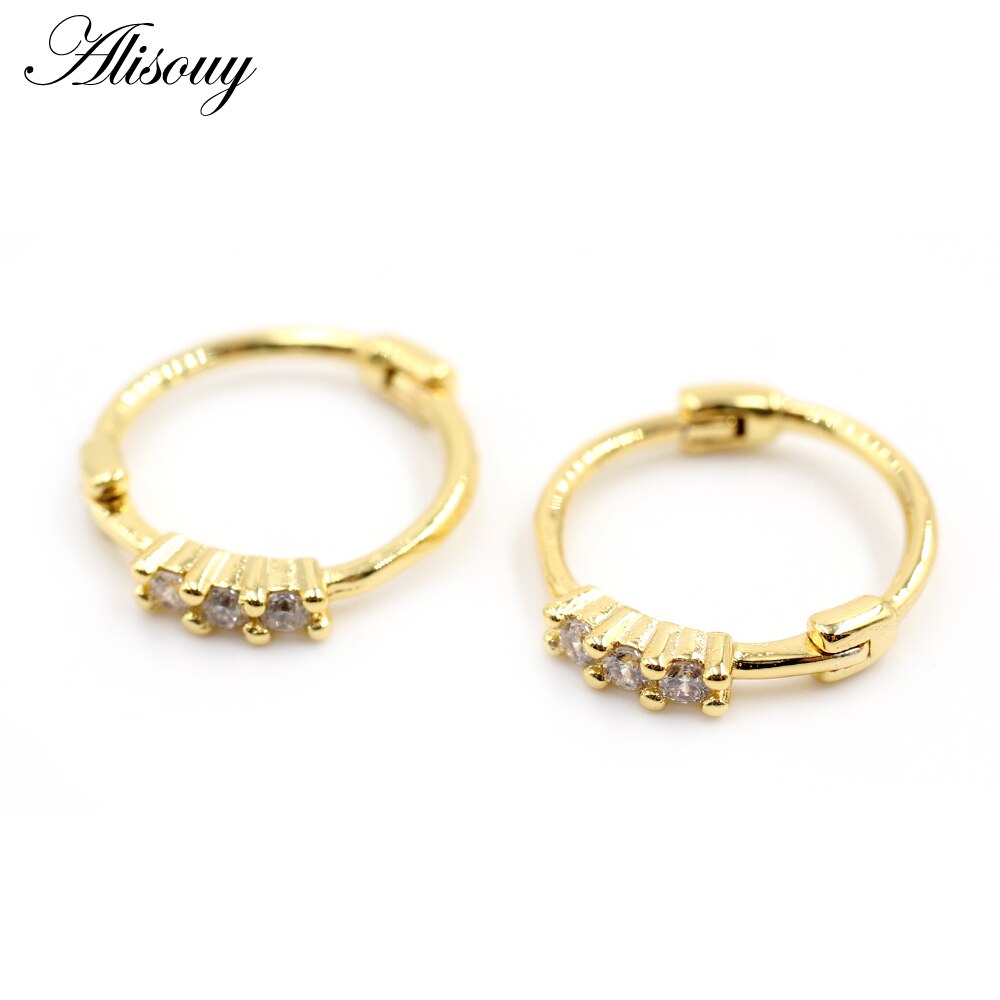 Alisouy 2 Stuks Koperen Mannen Vrouwen Cz Zircon Huggies Kleine Hoepel Oorbellen Oor Kraakbeen Piercing Helix Tragus Daith Conch Body sieraden: EM1349D Gold Color / 8mm