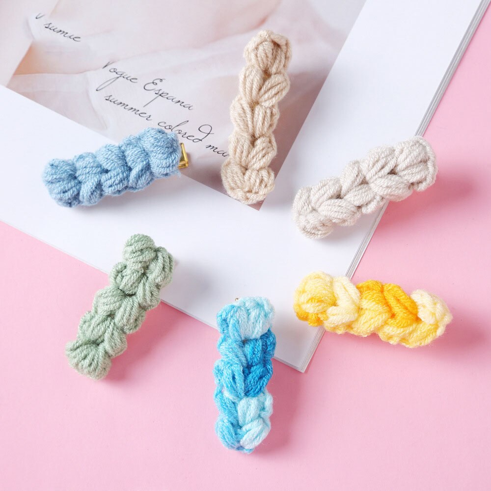 Cute Fabric Children's Hair Accessories Solid Color Wool Sunflower Hairpin Girls Word Clip Ponytail Clip Side Clip