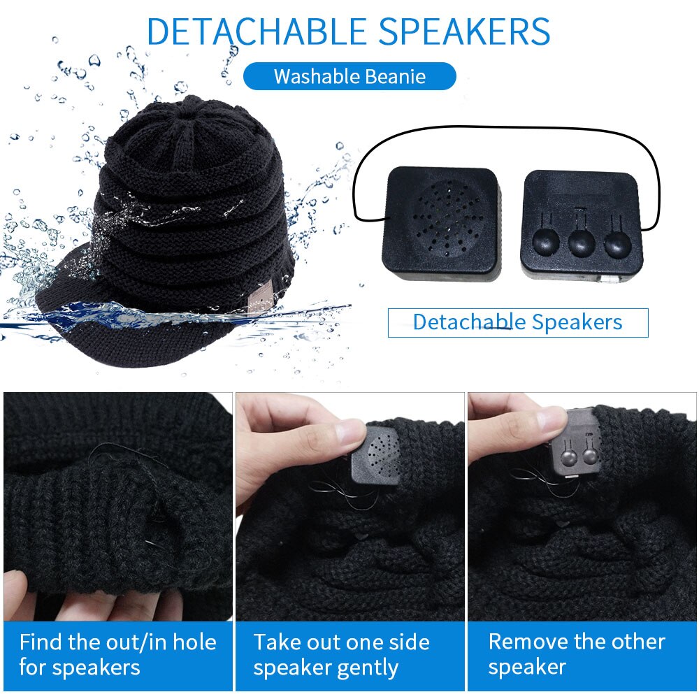 Bluetooth Beanie Hat Headphones with Mic - Winter Warm Wireless Music Earphones for Outdoor Sports Cycling Travel