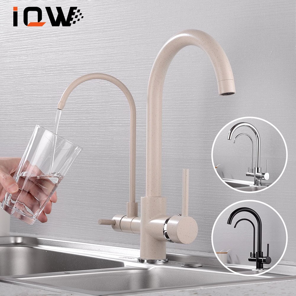 360 stopni obrót filtr kuchnia bateria kranowa dotknij mosiądz podwójny uchwyt kran kran kuchenny ciepłej i zimnej