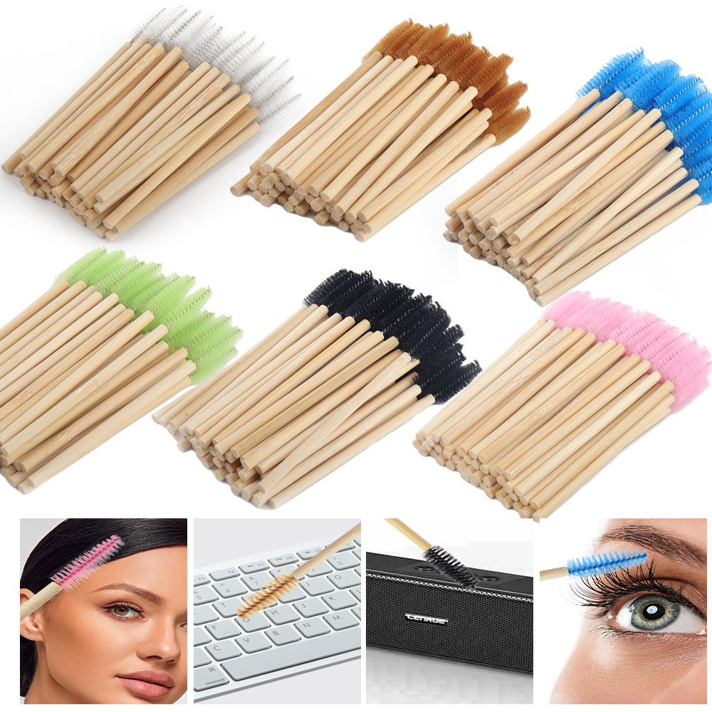 50 stuks bamboe handvat wimperborsteltjes mascara borsteltjes applicators wimperverlenging borsteltjes wenkbrauw krulborsteltjes make-up tool