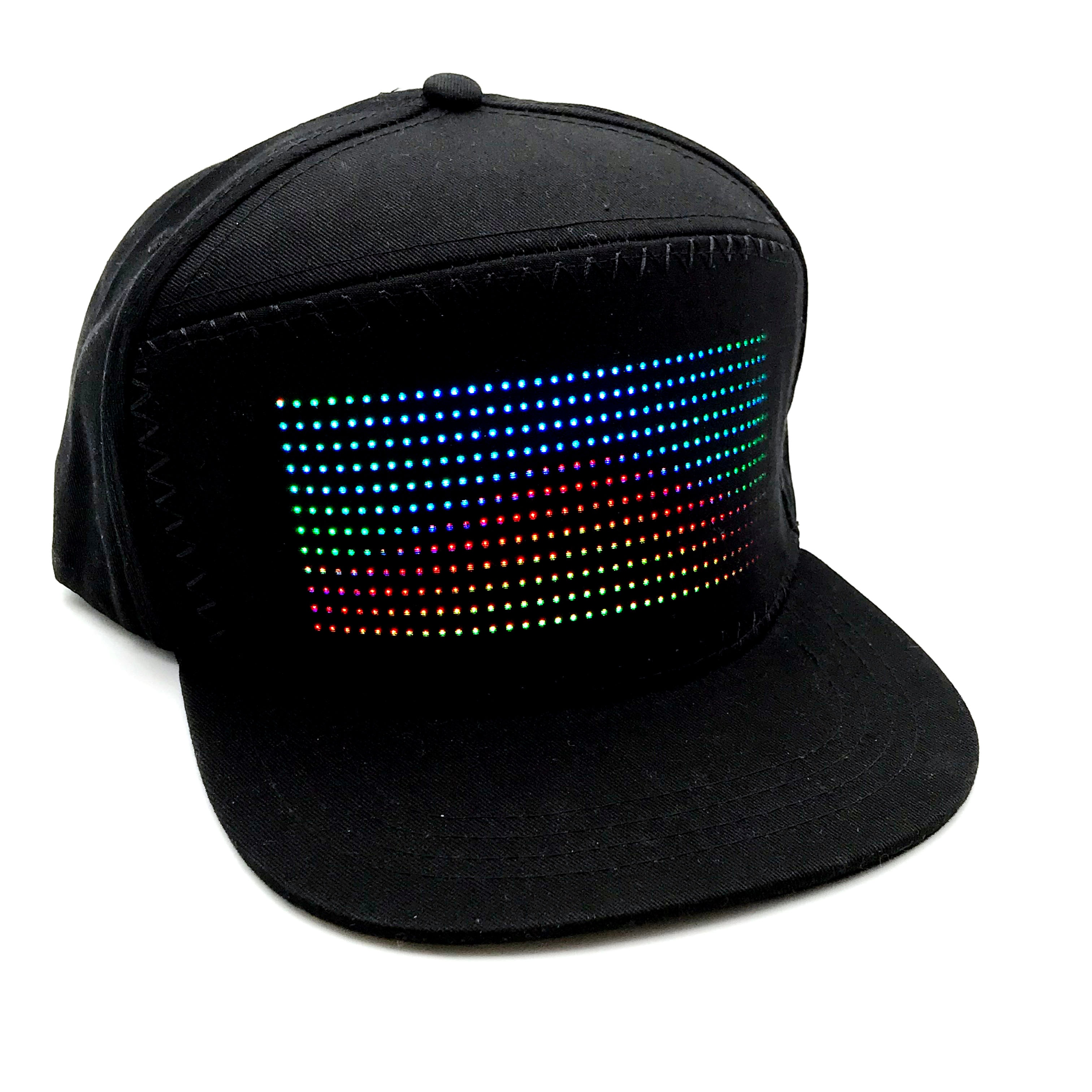 LED Cap, LED Display Screen Smart Hat Bluetooth Adjustable Cool Hat for Party Club