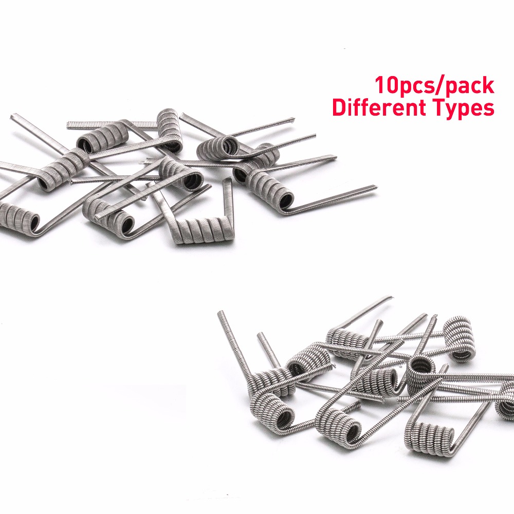 Volcanee 10pcs Alien Clapton Fused Clapton Coil Wire Prebuilt Coil NI80 SS316L A1 Premade Wrap Coil DIY RDA Heating Resistance