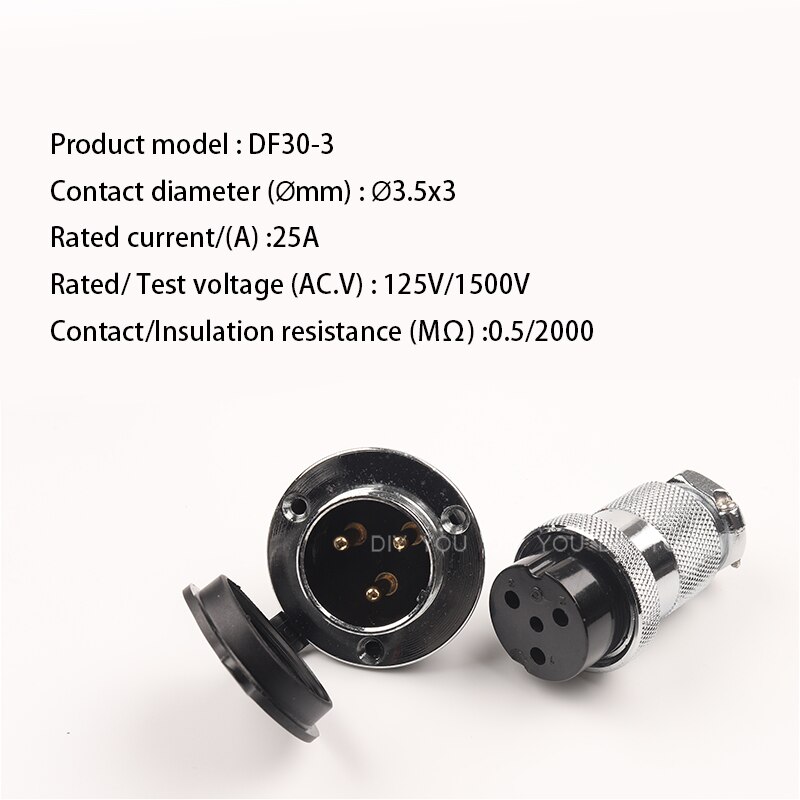 1 Set DF30 GX30 Luchtvaart Connector 2 3 4 5 7 8 10 14 Pin Vrouwelijke Plug &amp; Mannelijke Socket circulaire Flens Elektrische Draad Connector: DF30-3 Round Flange