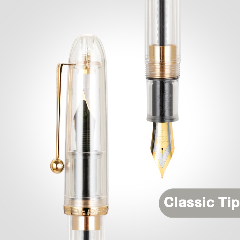 JINHAO 9016 Fountain Pen Acrylic Transparent White Spin Pen EF F M Nib Stationery Office School Supplies Writing Pen PK 9019: Navy Blue / B