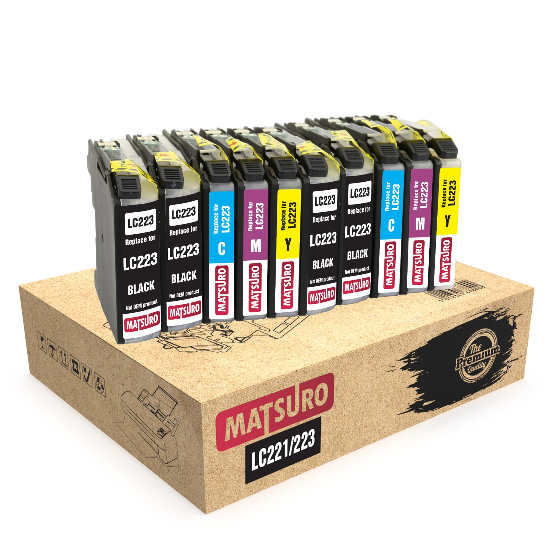 Matsuro Originale | Compatible Cartouches d'encre Remplacement pour BROTHER LC221 LC223: 2 SETS + 2 BK