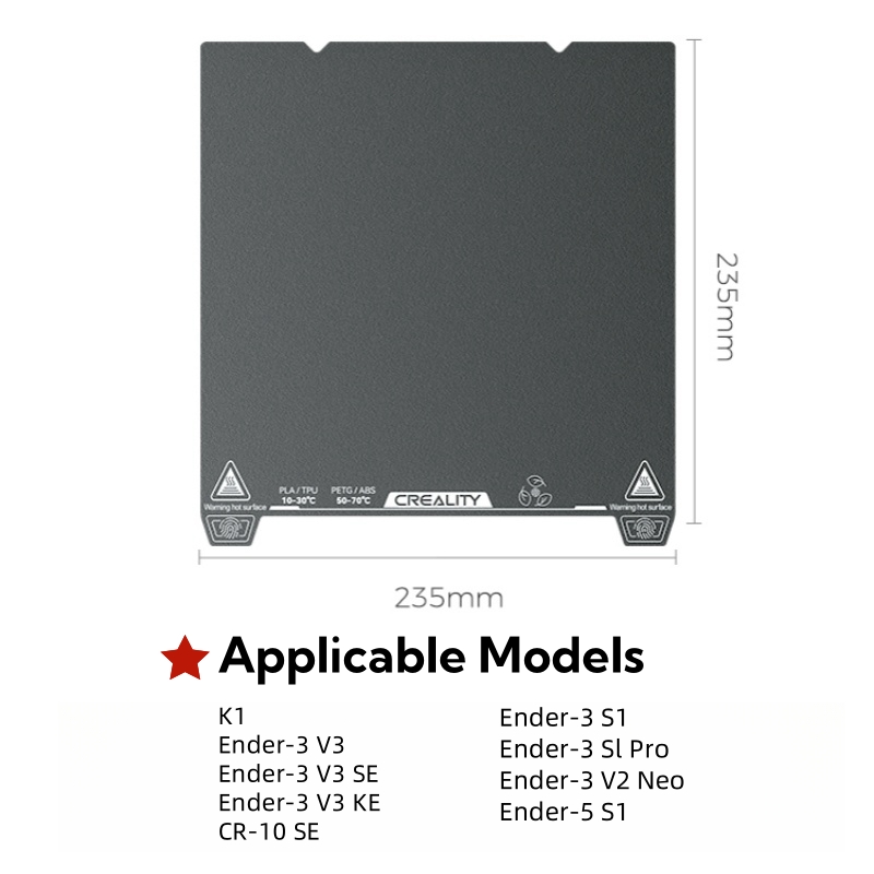Creality Cold Printing Build Plate Low Temperature Double-Sided 235x235mm for K1/Ender-3 V3 SE/KE/3 V3/CR-10 SE/Ender-3 S1: Default Title