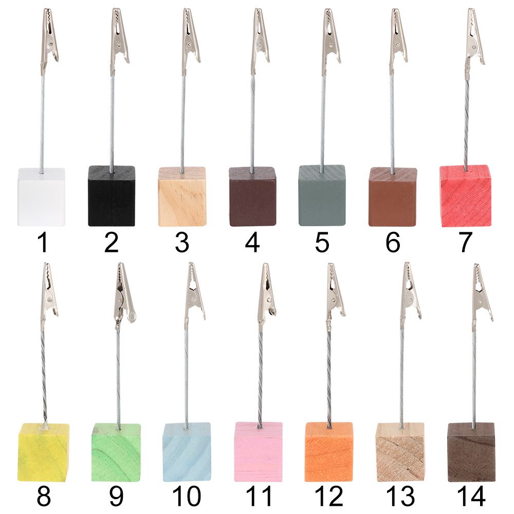 Decor Desktop Decoration Memorandum Wooden Message Folder Table Numbers Holder Photos Clips Place Card Clamps Stand