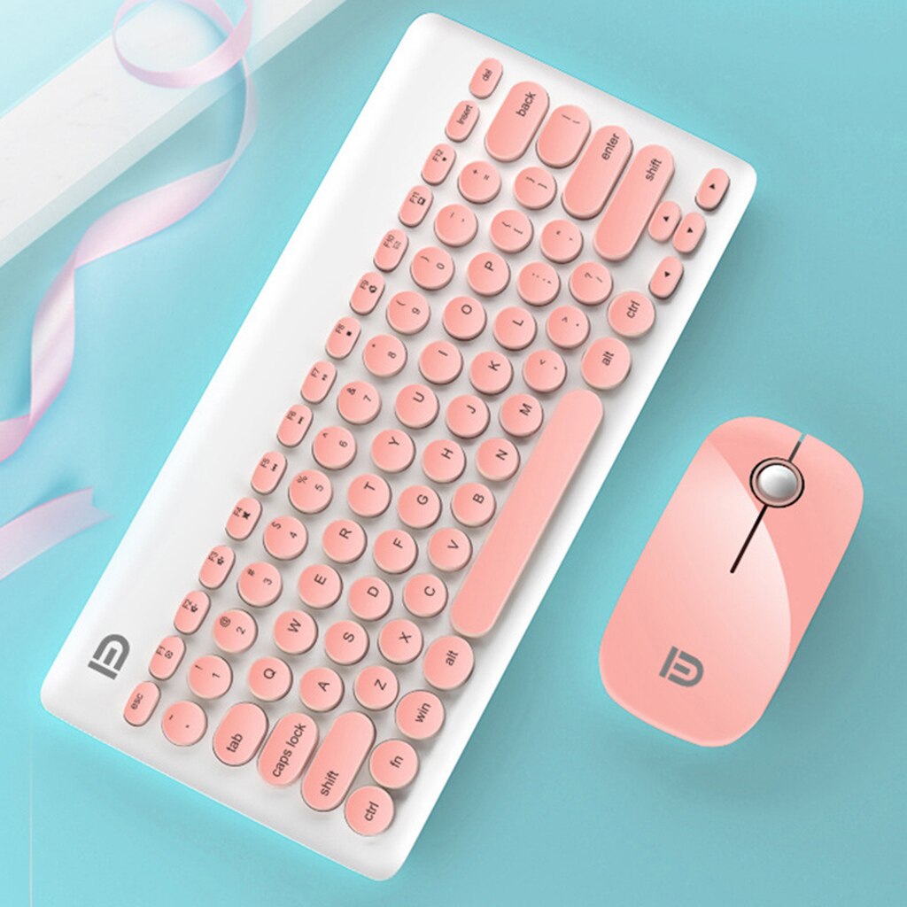 Wireless Keyboard and Mouse Combo - Keyboard and Mouse Included, 2.4GHz Wireless Connection, Long Battery Life Lag-Free Wireless: Pink