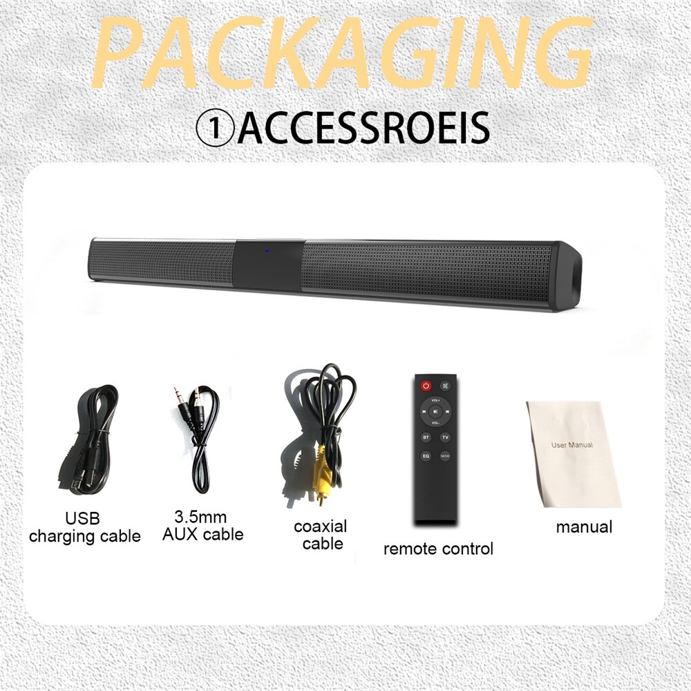 20W Smart Speaker Tv Speakers Wired &amp; Wireless Bluetooth 4.2 HiFi Stereo Home Theater Sound Bar Subwoofer Column Soundbar for Tv