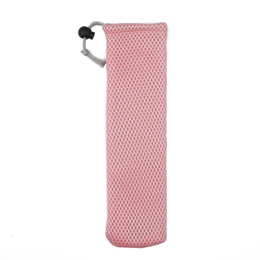 Reusable Stainless Steel Straws with Aluminum Keychain Case Cleaning Brush Collapsible Telescopic Portable Drinking Straws: Pink