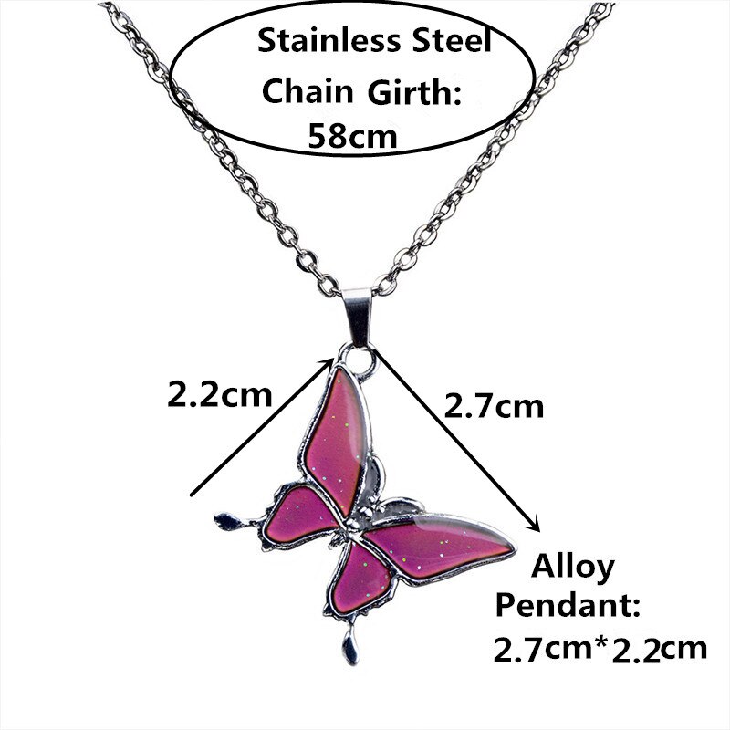 Temperatur Steuer Farbe Ändern Schmetterling Anhänger Halsketten Edelstahl Kette Stimmung Halskette Frauen ErkläSprosse Schmuck