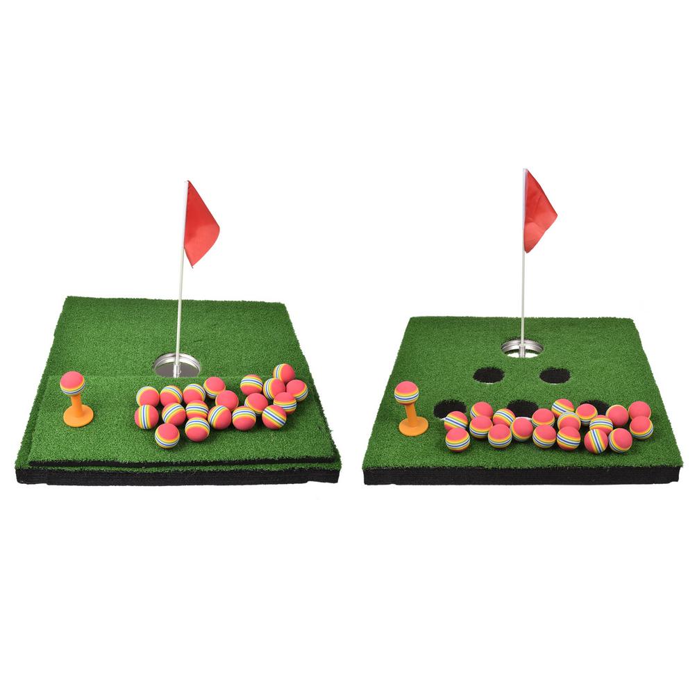 EPE Floating Green Golf Mat Water Pool Flag Driving Artificial Turf Pool Golf Game Set Floating Golf Green w/ Other Accessories