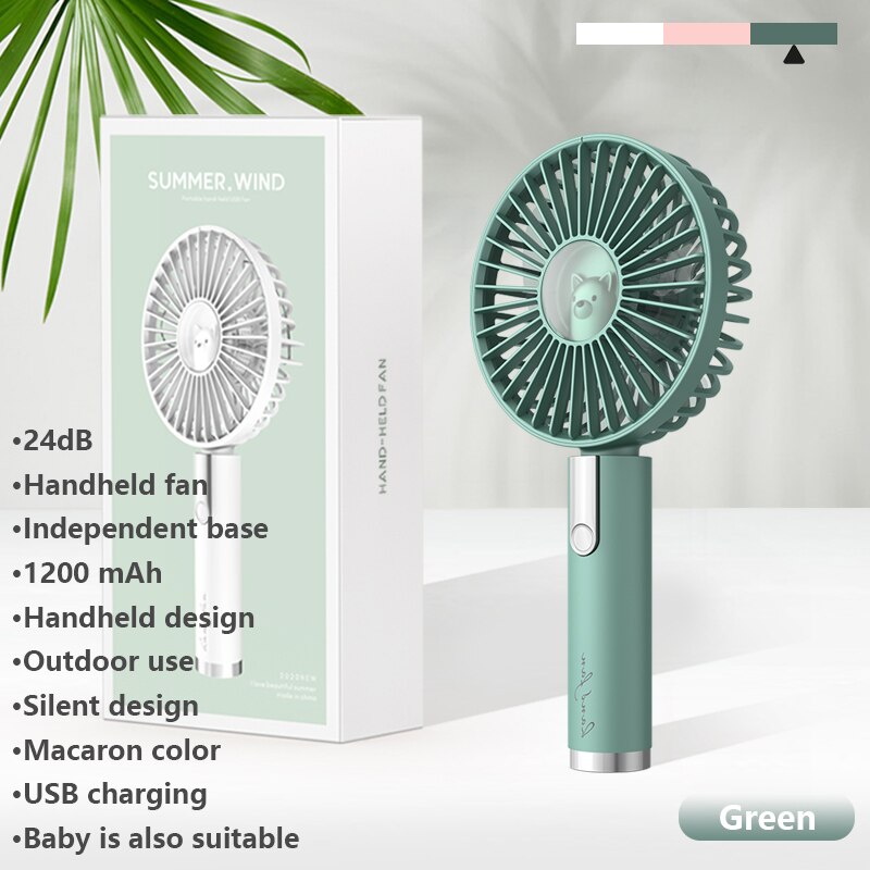 Mini Xaomi Fan Draagbare Handheld Oplaadbare Ingebouwde Batterij 1200Mah Air Koelventilator Voor Outdoor Huis Met Een aparte Base: H3 Green