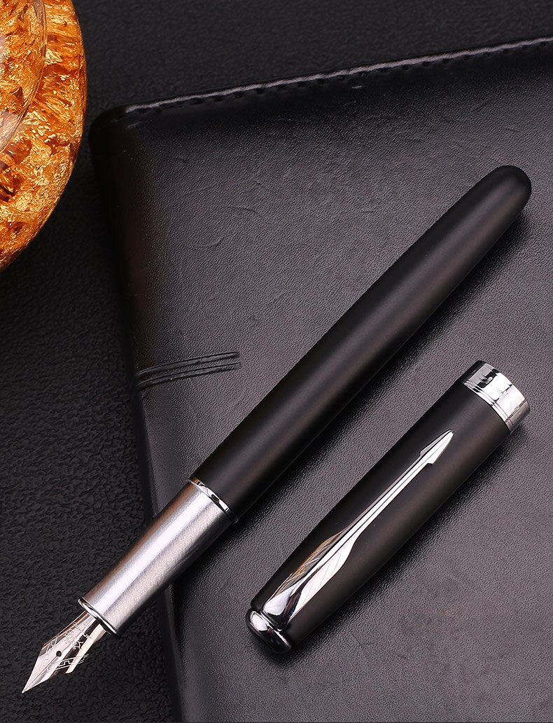 Jinhao Fountain Pen Luxury Bronze Ink Pens Metal Golden Clip Pens Office: 601gejianshahei