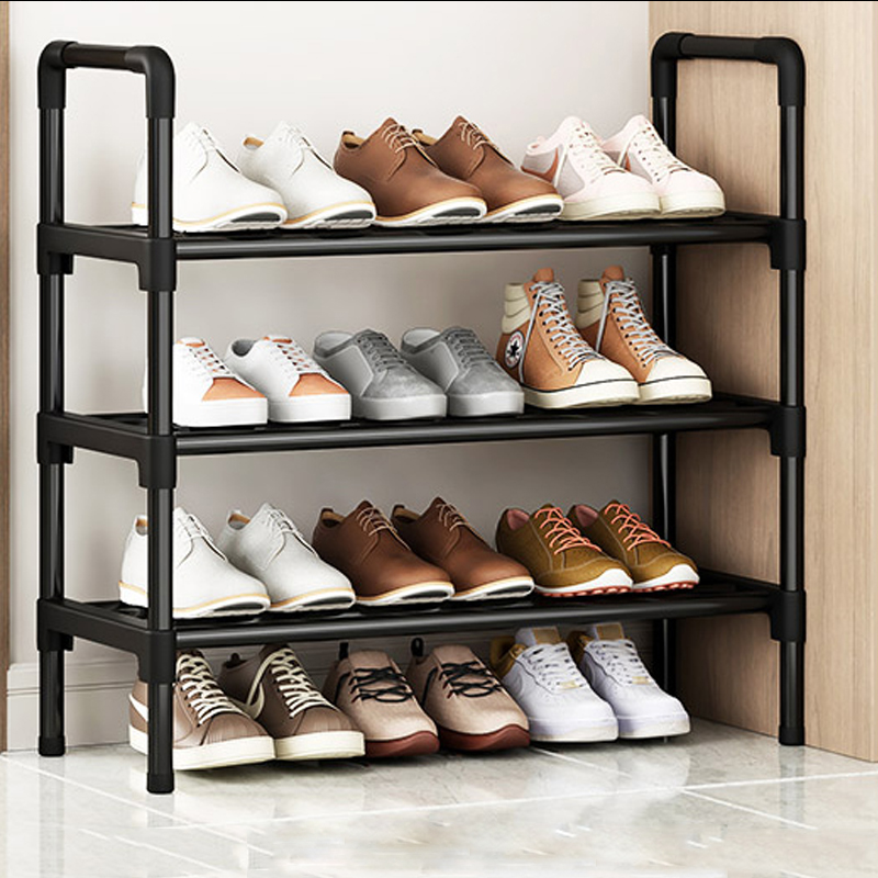 Black Elevated Shoe Rack Small Simple Multi-layer Shoe Cabinet Home Entrance Rental Housing Dormitory Storage Rack: Dark Khaki